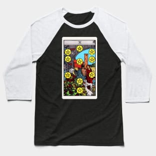 Card #73 - Ten Of Pentacles - Rider Waite Smith Tarot Baseball T-Shirt